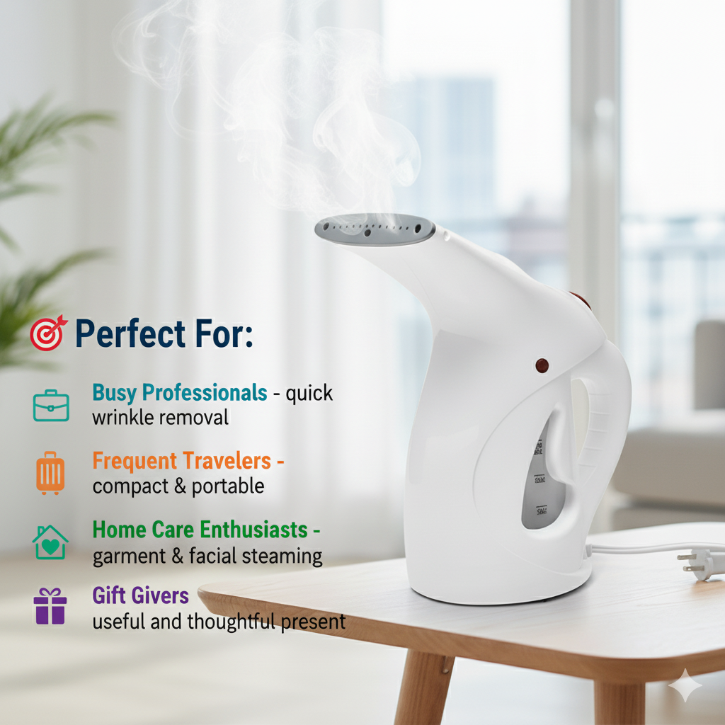 Fast Heat-up Portable Handheld Garment/Facial Vapor Steamer Iron Brush for Home and Travel Handy (Multicolour)